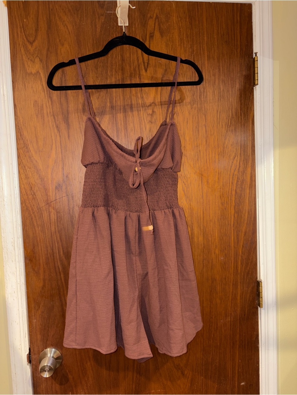 Smocked Bodice Spaghetti Strap Mini Dress - Mauve